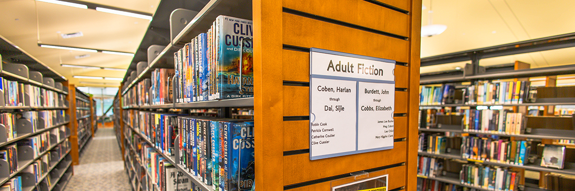 Adult Fiction Shelves at the East Library